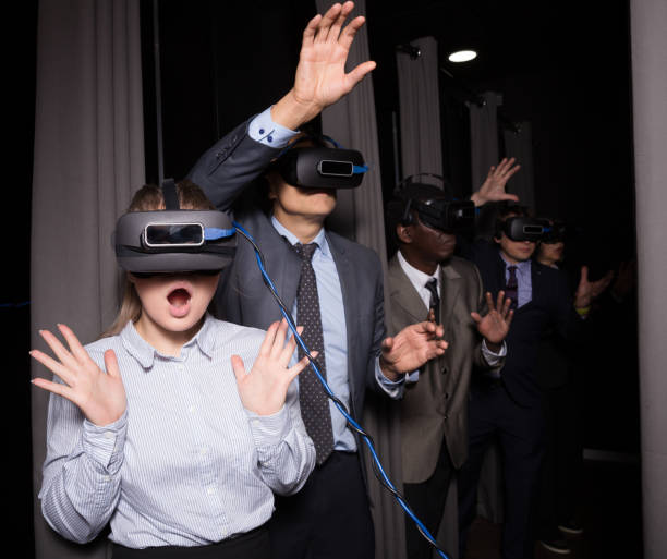 istock Happy girl wearing VR glasses 1130650987
