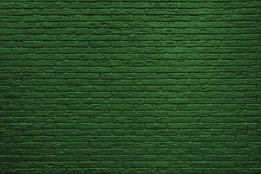 St Patricks Day green brick wall.
