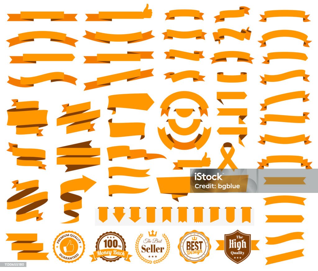 Set of Orange Ribbons, Banners, badges, Labels - Design Elements on white background Set of Orange ribbons, banners, badges and labels, isolated on a blank background. Elements for your design, with space for your text. Vector Illustration (EPS10, well layered and grouped). Easy to edit, manipulate, resize or colorize. Please do not hesitate to contact me if you have any questions, or need to customise the illustration. http://www.istockphoto.com/portfolio/bgblue Web Banner stock vector