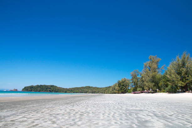 istock beautiful scene, tropical sea and beach with blue sky background 1130659951