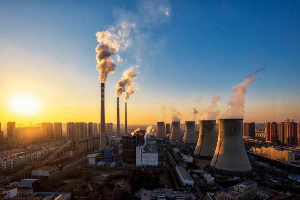 China power stations emitting smoke