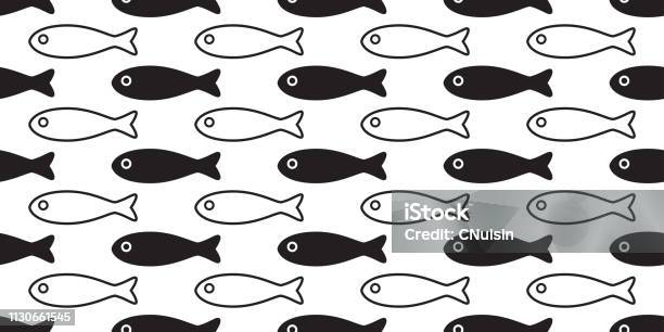 Fish Seamless Pattern Vector Salmon Scarf Isolated Tuna Shark Dolphin Whale Sea Ocean Cartoon Repeat Wallpaper Tile Background Illustration Doodle Stock Illustration - Download Image Now