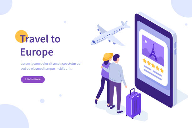 travel Travel to Europe concept. Can use for web banner, infographics, hero images. Flat isometric vector illustration isolated on white background. official visit stock illustrations