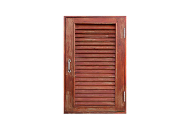 istock wooden window isolated on white background - clipping paths 1130664348