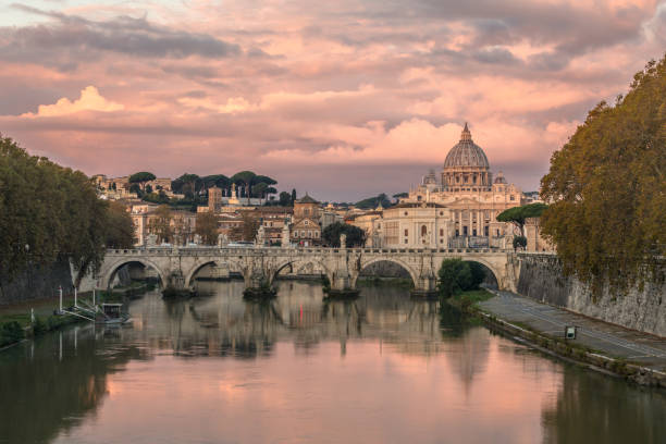istock Tiber and St. Peter's Cathedral at dawn. 1130665382