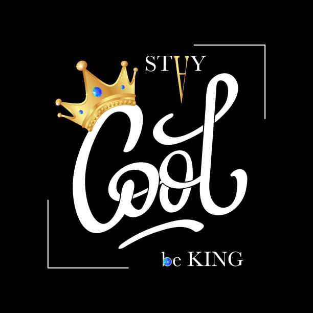 istock Stay Cool, be King. Fashion typography slogan print with  realistic gold crown. 1130670144