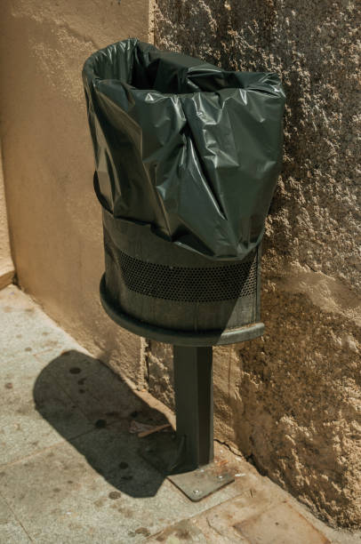 istock Public trash can with plastic bag at Merida 1130670225