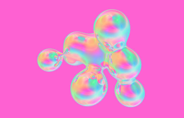 istock Abstract holographic floating liquid blobs, soap bubbles, metaballs. 1130670660