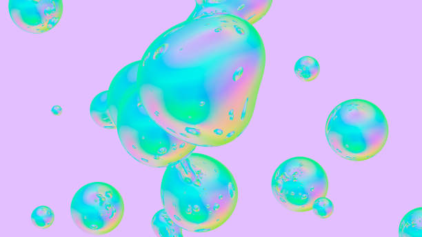 istock Abstract holographic floating liquid blobs, soap bubbles, metaballs. 1130670687