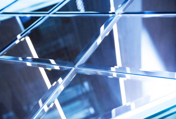 istock Glass, mirror reflection shapes and shadows. Close-up details. 1130673961