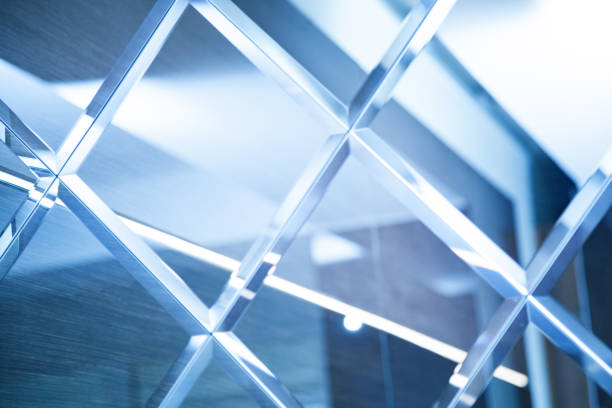 istock Glass, mirror reflection shapes and shadows. Close-up details. 1130674831
