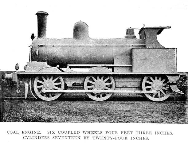 istock Victorian black and white engraving of a six-coupled wheels coal engine ; London & North-West Locomotive Works Crewe; English Illustrated 1892 1130675028