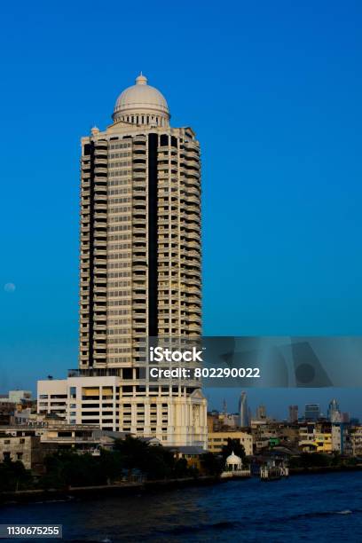 Building And Chao Phraya River In Bangkok Stock Photo - Download Image Now - Apartment, Arch - Architectural Feature, Architecture