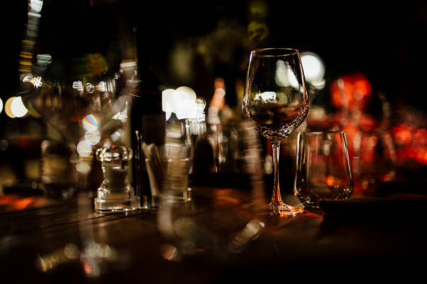 istock Luxury table settings for fine dining with and glassware, beautiful blurred  background. For events, weddings. 1130675682