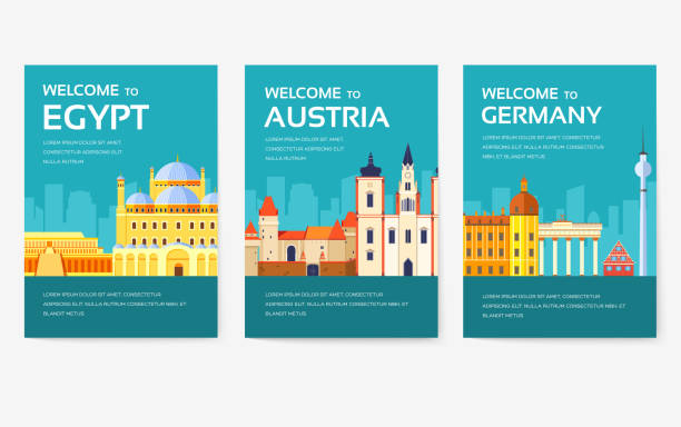 Country of Egypt, Austria, Germany, India, Russia, Thailand, Japan, Italy card set. Travel of the world of flyer, magazines, poster, book cover, banner. Layout infographic template illustration page Country of Egypt, Austria, Germany, India, Russia, Thailand, Japan, Italy card set. Travel of the world of flyer, magazines, poster, book cover banner Layout infographic template illustration honeymoon book stock illustrations