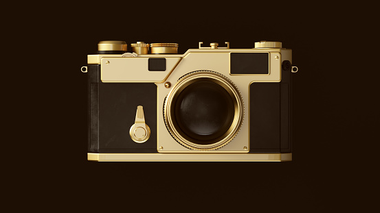 Black an Gold Vintage Camera Front 3d illustration 3d render
