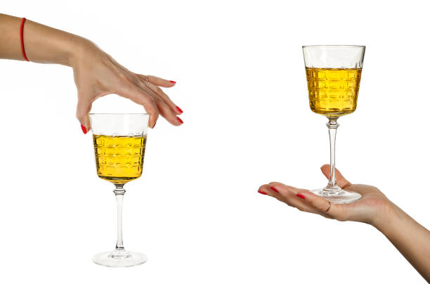 Strong, Alcoholic drink, Glass, whiskey, grappa, wine, woman's hand,