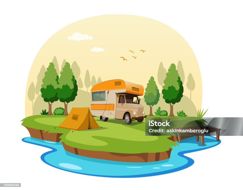 Caravan Caravan camping Motor Home stock illustration