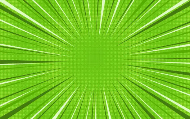 Vector illustration of Bright green exploding retro comic background