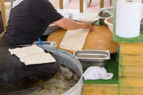 Photo of Chef making gozleme flatbread in Anatolia