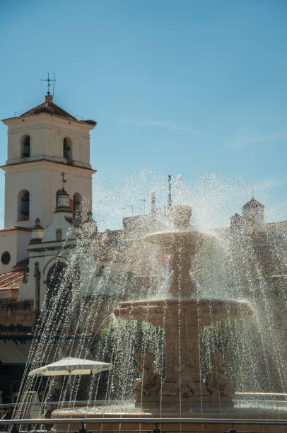 istock Fountain on a square in front of buildings at Merida 1130686136