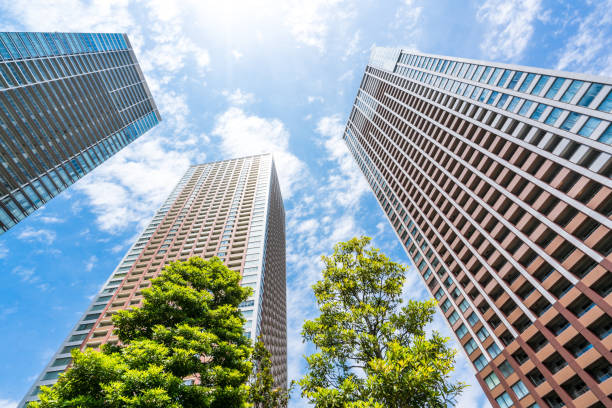 Apartment (condominium) in Japan Japan, Skyscraper, Tokyo - Japan, City, Built Structure highrise condominiums stock pictures, royalty-free photos & images