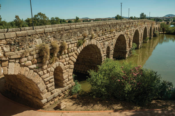 istock The ancient long bridge still in use over the Guadiana River at Merida 1130687336