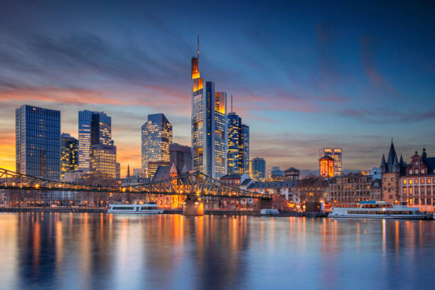 Frankfurt am Main, Germany. Cityscape image of Frankfurt am Main skyline during beautiful sunset. frankfurt skyline stock pictures, royalty-free photos & images