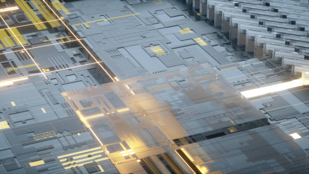 istock Cyber City. Printed circuit board PCB technology repetition. 1130690084