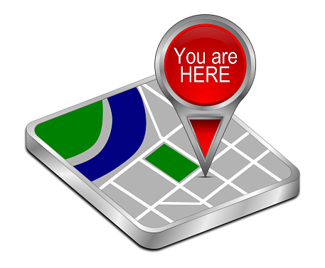 red you are here map pointer - 3D illustration