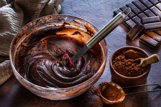 Mixing bowl filled with homemade chocolate  dough