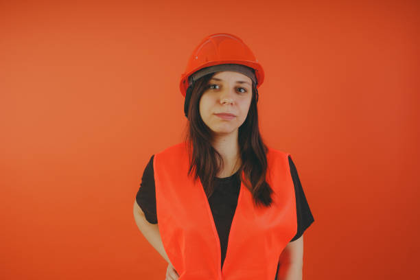 istock Girl construction worker, road worker or longshoreman 1130698043