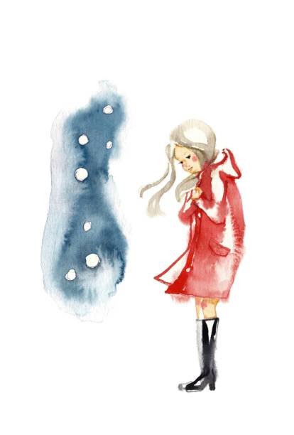 The lady who put on a red coat The lady who put on a red coat
The day when it snows 雪 stock illustrations