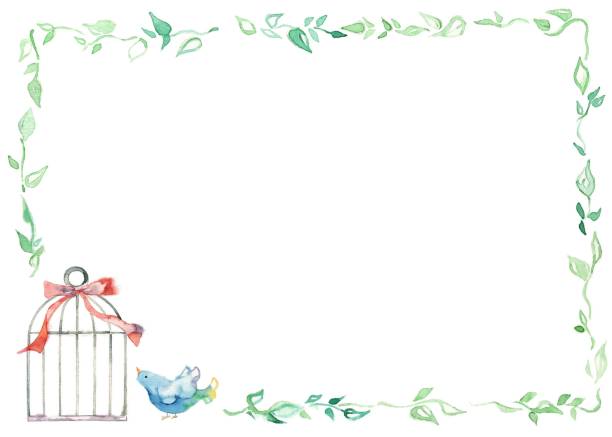 Card of the blue bird Card of the blue bird
Blue bird, cage and leaf 書く stock illustrations