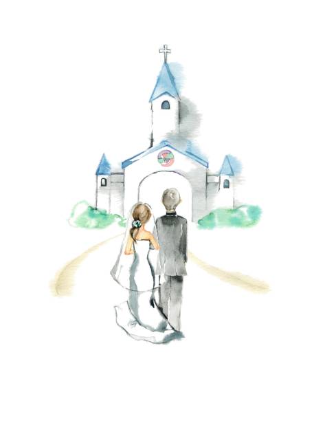 ilustrações de stock, clip art, desenhos animados e ícones de wedding - church wedding