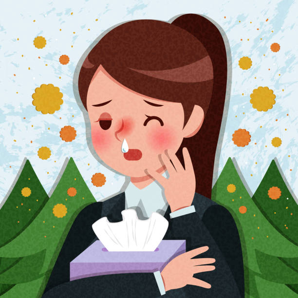 Cartoon Woman With Hay Fever Stock Illustration - Download Image Now -  Allergy, Nose, Eye - iStock