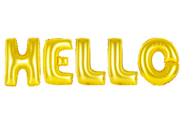 istock Gold alphabet balloons, hello 1130700044