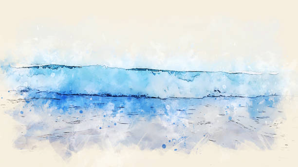 istock Abstract sea soft wave watercolor illustration painting background. 1130705583
