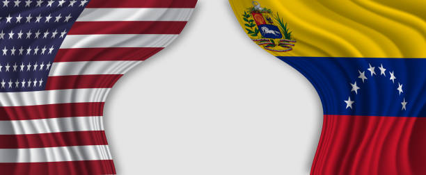 USA and Venezuela Flags USA and Venezuela Flags latin amerika kültürü stock pictures, royalty-free photos & images
