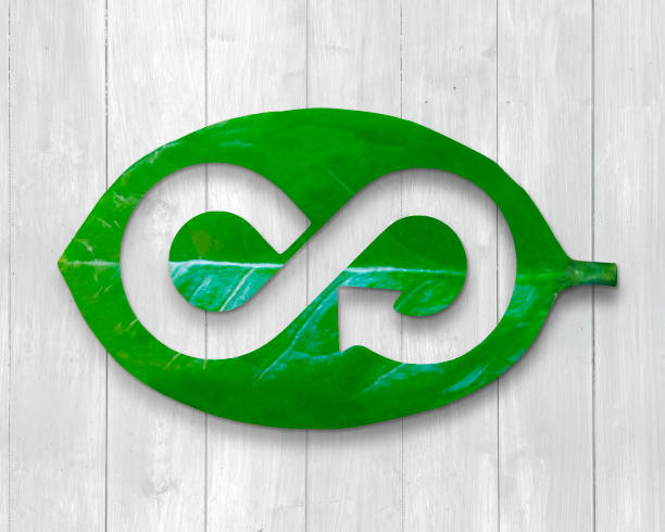 istock Leaf with hole of arrow infinity recycling shape, circular economy 1130709563