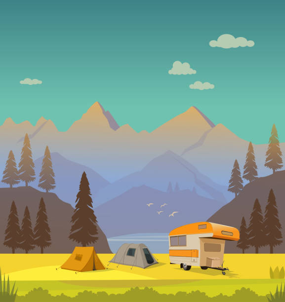 Enjoy Leisure Activity trailer home stock illustrations