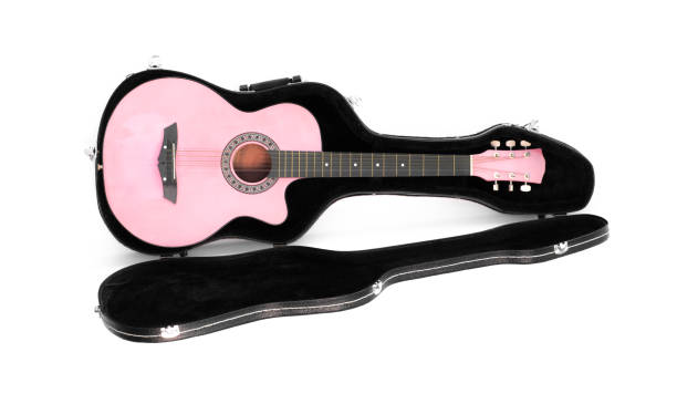 istock pink guitar in a case on a white background 1130710066