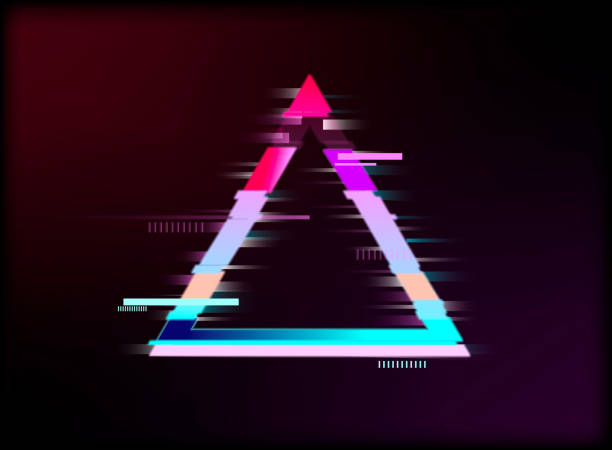 istock Triangle detail in Glitch effect. synthwave style. futuristic. Vhs. retro. Vaporwave.  Vector illustration design 1130710449