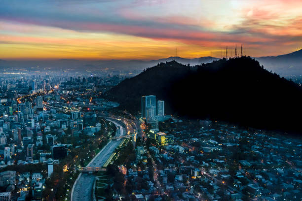 istock Sunset Scene Santiago de Chile Aerial View 1130714174