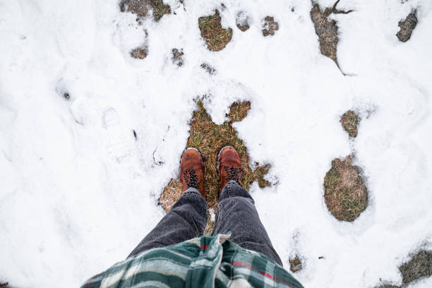 istock Feet in snow, point of view 1130715192