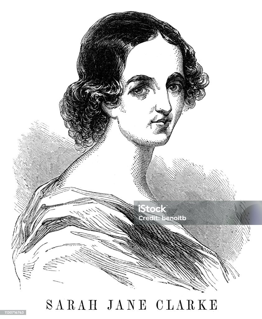 Sarah Jane Clarke Sarah Jane Clarke - Scanned 1855 Engraving 19th Century stock illustration