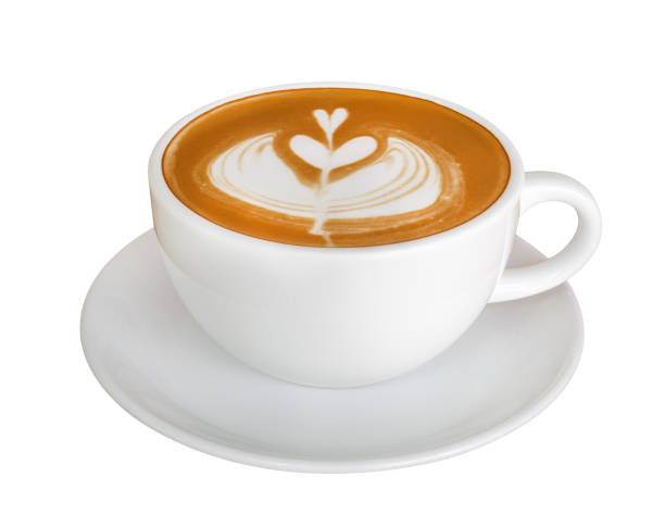 istock Coffee latte art flower shape, hot cappuccino isolated on white background, clipping path 1130716838