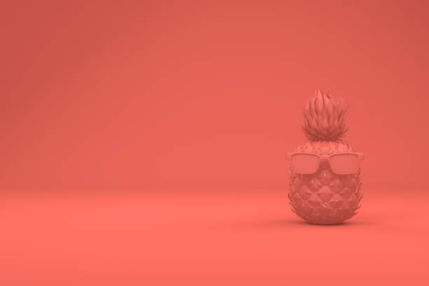 istock Tropical pineapple, living coral color 1130717614