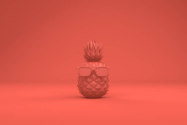 istock Tropical pineapple, living coral color 1130717744