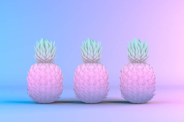 istock Tropical Pineapple gradient neon colors, minimal summer concept 1130722428